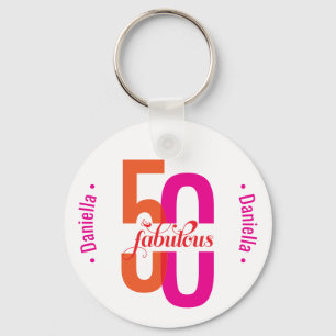 Femtio och Fabulous 50:e födelsedag färglöst Namn Nyckelring