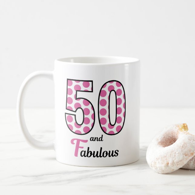 Femtio och Fabulous 50:e Födelsedagsfesten Kaffemugg (Med munk)