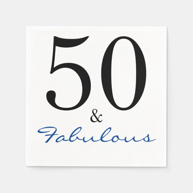 Femtio och Fabulous Birthday Blue Pappersservett (Framsidan)