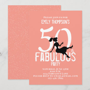 Femtio och Fabulous Birthday Modern Cocktails Peac Inbjudningar