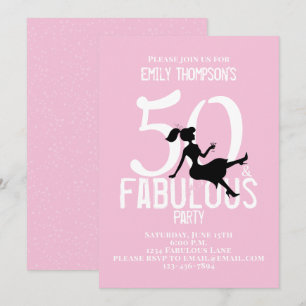 Femtio och Fabulous Birthday Modern Roligt Cocktai Inbjudningar