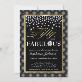 Femtio och Fabulous Black Guld Diamonds Glamous Inbjudningar