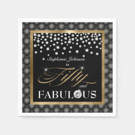 Femtio och Fabulous Black Guld Diamonds Glamous Pappersservett