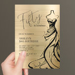 Femtio och Fabulous Dress Guld 50:e födelsedagen Inbjudningar<br><div class="desc">Skapa din egen 50:e födelsedagsinbjudan till Guld och din egen 50-dagarsinbjudan! Anpassa den här designen med din egen text. Du kan anpassa den här designen ytterligare genom att klicka på knappen "Redigera detaljer" om du vill.</div>