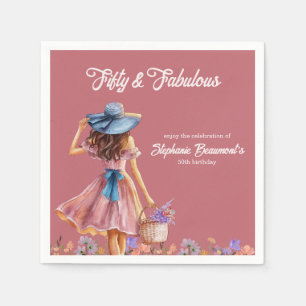 Femtio och Fabulous Elegant Kvinnans femtionde föd Pappersservett