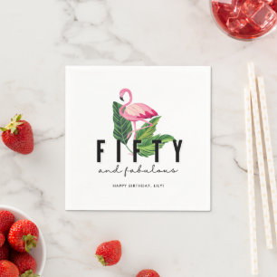 Femtio och Fabulous Flamingo 50:e Födelsedagsfeste Pappersservett