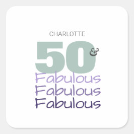 Femtio och Fabulous-Födelsedagsfest Fyrkantigt Klistermärke