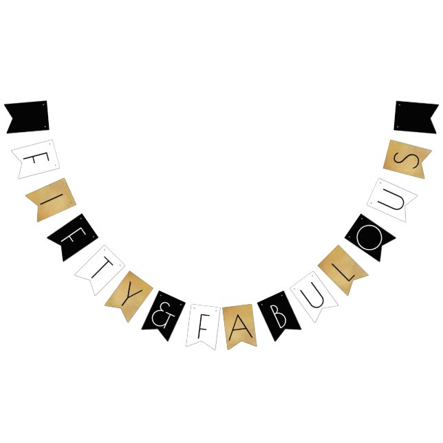 Femtio och Fabulous Guld 50:e Födelsedagsfesten Vimplar (Alla)