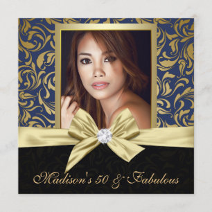 Femtio och Fabulous guld-damm 50:e födelsedagen Inbjudningar
