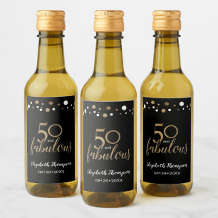 Femtio och Fabulous Guld konetti 50-årsdagen Vinetikett