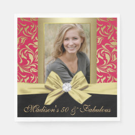 Femtio och Fabulous guld röda damm 50:e födelsedag Pappersservett