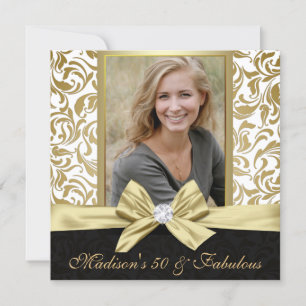 Femtio och Fabulous guld vita damm 50:e födelsedag Inbjudningar