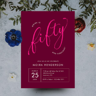 Femtio och Fabulous Modern Rosa 50:e födelsedagen Inbjudningar