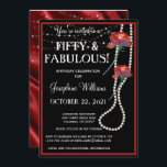 Femtio och Fabulous Red and Black Party Inbjudningar<br><div class="desc">Röda blommor med lamorös Elegant - Med det här kortet skickas ett så sofistikerat budskap för 50 födelsedagsfest inbjudan som lätt kan bli personlig. "Femtio och Fabulous"-orden är tydligt: byt ut namn och annan information på ett enkelt sätt. Om du vill finns det ett motsvarande kuvert som kan väljas från...</div>