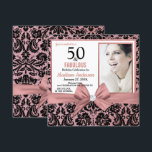 Femtio och Fabulous Ro guld damm |50:e födelsedage Inbjudningar<br><div class="desc">Svartdyna ro guld glitter | 50:e födelsedagsinbjudan. Femtio och Fabulous! En vacker modern elegant rosa ros guld blommigt-damm 50:e Födelsedagsfest inbjudan kan du personifiera och skicka ut din femtionde födelsedagsfest firande. I mitten av sötens rosa båge. Byt ut exempelfotot mot ett eget. Ord 50 och Fabulous ställs in med hjälp...</div>