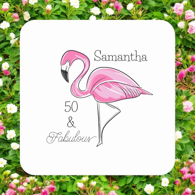 Femtio och Fabulous Rosa Flamingo Anpassningsbar U Underlägg Papper Kvadrat (Skapare uppladdad)