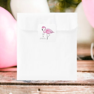Femtio och Fabulous Rosa Flamingo Fyrkantigt Klistermärke