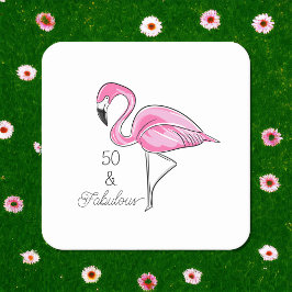 Femtio och Fabulous Rosa Flamingo Underläggs Underlägg Papper Kvadrat
