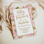 Femtio och Fabulous Rosa Guld Blommigt 50:e födels Inbjudningar<br><div class="desc">Femtiodagarsinbjudan till kvinnlig  och Guld Boho-Blommigt med vackra vattenfärgspennor och guld konetti sprinkles</div>