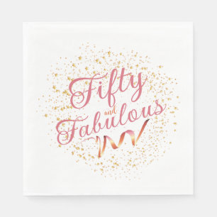 Femtio och Fabulous rosa, guld gnistra Party Napki Pappersservett