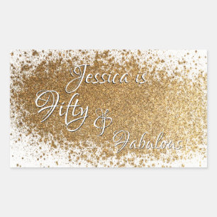 Femtio och Fabulous Splattered Faux Gold Foil w/Na Rektangulärt Klistermärke