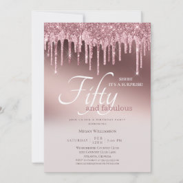 Femtio och Fabulous Surprise Rosa Glitter Birthday Inbjudningar