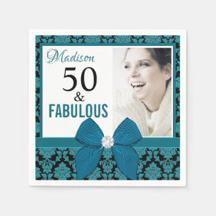 Femtio och Fabulous teal-damm 50:e födelsedagen Pappersservett