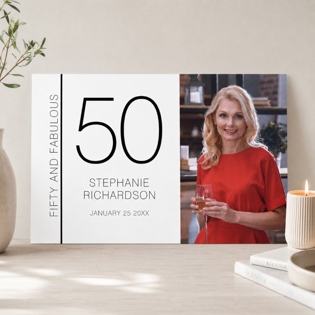 Femtio och fantastisk 50-års födelsedagsfotoposter poster (Add name & date to customize.  See collection for matching items)