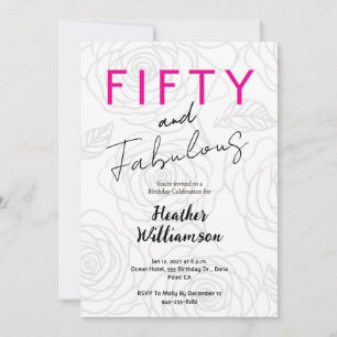 Femtio och fantastisk blomstermotiv 50-årsdag  inbjudningar