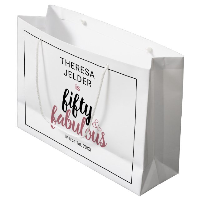 Femtio och fantastisk chic rosa rodnad födelsedag (Framsidan Vinklad)