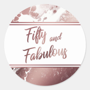 Femtio och fantastisk falsk roséguld marmorerad mö runt klistermärke