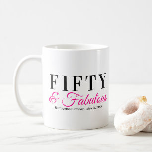 Femtio och fantastisk fancy varmröd 50-årsdag kaffemugg