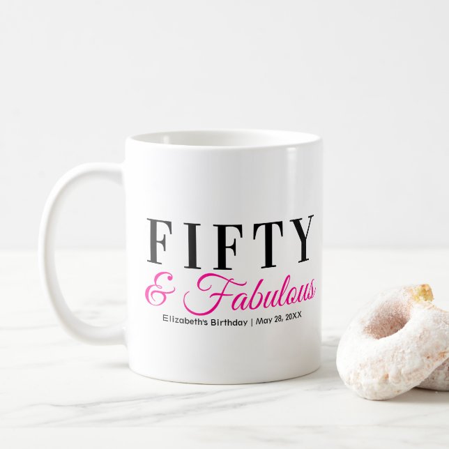 Femtio och fantastisk fancy varmröd 50-årsdag kaffemugg (Med munk)