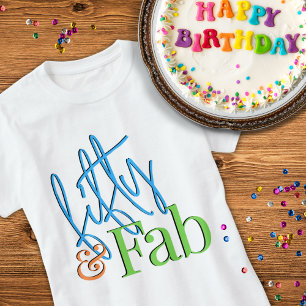 Femtio och fantastisk färgglad födelsedags-t-shirt t shirt