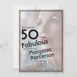 Femtio och fantastisk foto 50-års födelsedagsfest inbjudningar
