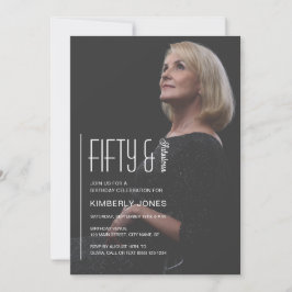 Femtio och fantastisk foto 50-års födelsedagsfest inbjudningar