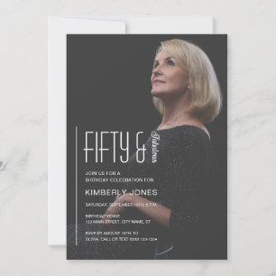 Femtio och fantastisk foto 50-års födelsedagsfest inbjudningar