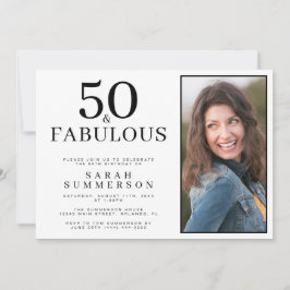 Femtio och fantastisk foto 50-årsfest inbjudningar