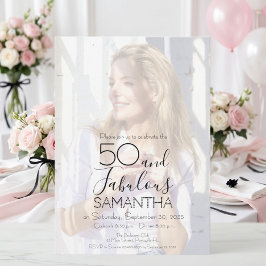 Femtio och fantastisk foto 50-årsfest inbjudningar