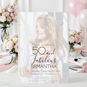 Femtio och fantastisk foto 50-årsfest inbjudningar