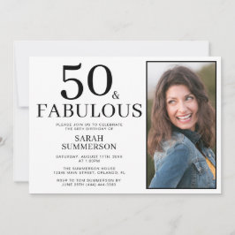 Femtio och fantastisk foto 50-årsfest inbjudningar