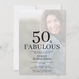 Femtio och fantastisk foto 50-årsfest inbjudningar