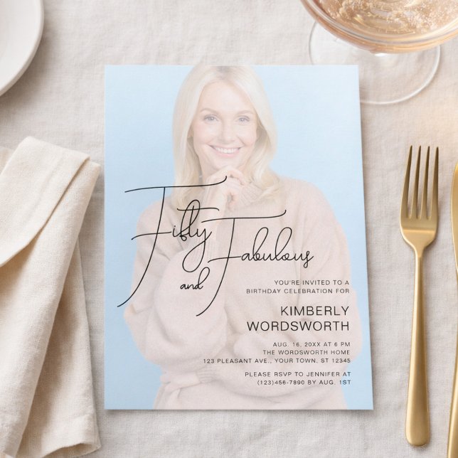 Femtio och fantastisk foto 50-årsfirande inbjudningar (Skapare uppladdad)