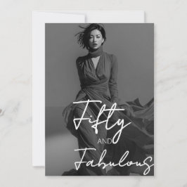 Femtio och Fantastisk Foto Svart 50-årsdag Inbjudningar