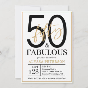 Femtio och fantastisk guldskrift 50-årsdag inbjudningar