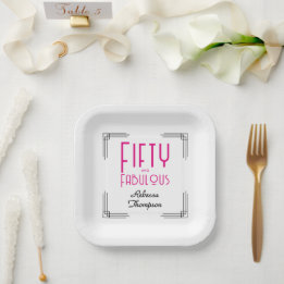 Femtio och fantastisk het rosa Art Deco 50-årsdag
