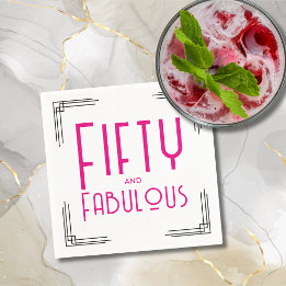 Femtio och fantastisk het rosa Art Deco 50-årsdag Pappersservett