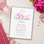 Femtio och fantastisk manus Rosa 50-årsfest Inbjudningar<br><div class="desc">Modern femtio och fantastisk manus minimal rosa och svart modern 50-års inbjudan som du kan anpassa och skicka ut för din femtioårsfirande födelsedagsfest. Orden "Femtio och fantastisk" är satta med populär manus- och serif-teckensnittstypografi. Textfärgerna kan ändras med hjälp av redigeringsmenyn. Finns tillgänglig i tryck,  som digital nedladdning eller båda.</div>