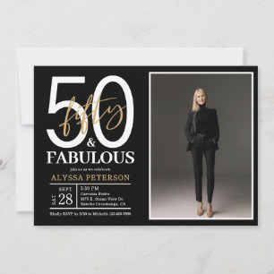 Femtio och fantastisk manusfoto 50-årsfirande Inv Inbjudningar
