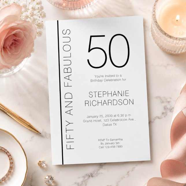 Femtio och fantastisk modern 50-årsfest inbjudningar (Add your event details to personalize )
